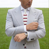 White With Red Stripes And Dots Knitted Necktie