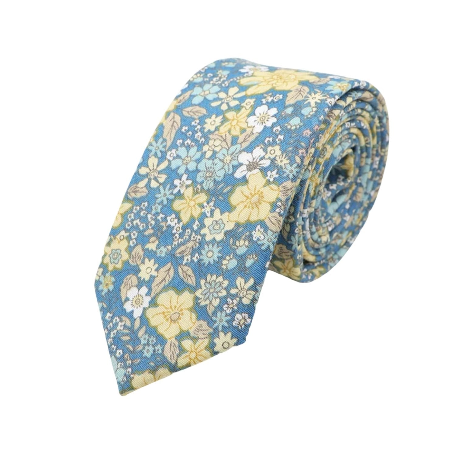 Blue With Yellow Floral Necktie