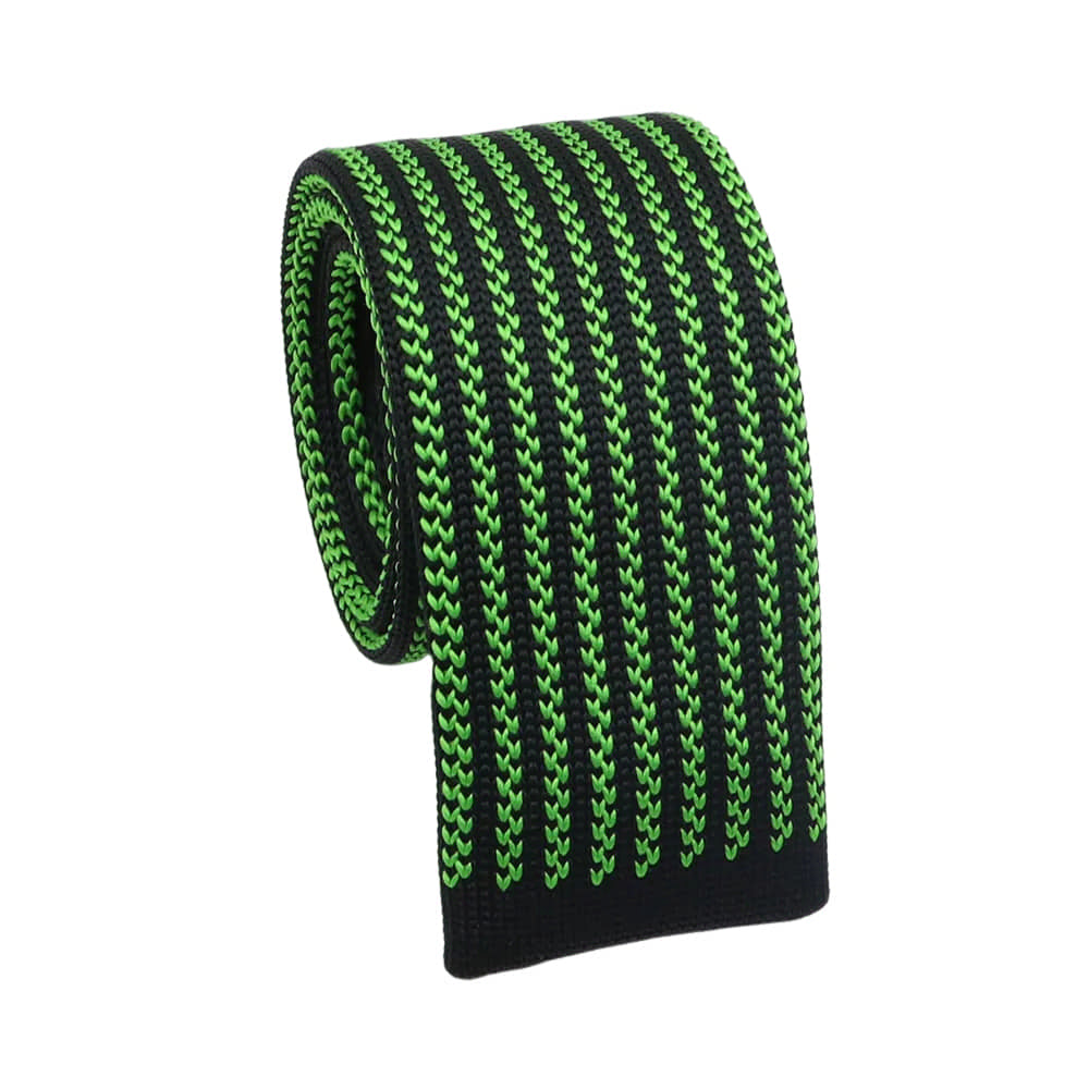 Black Green Striped Necktie