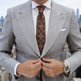 Dark Brown With Gold Floral Necktie