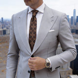 Dark Brown With Gold Floral Necktie