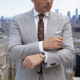 Dark Brown With Gold Floral Necktie