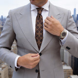 Dark Brown With Gold Floral Necktie