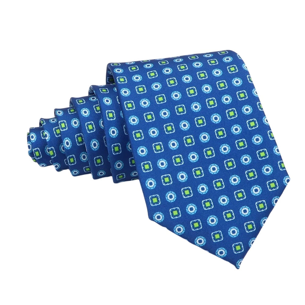 Blue Green Geometric Necktie