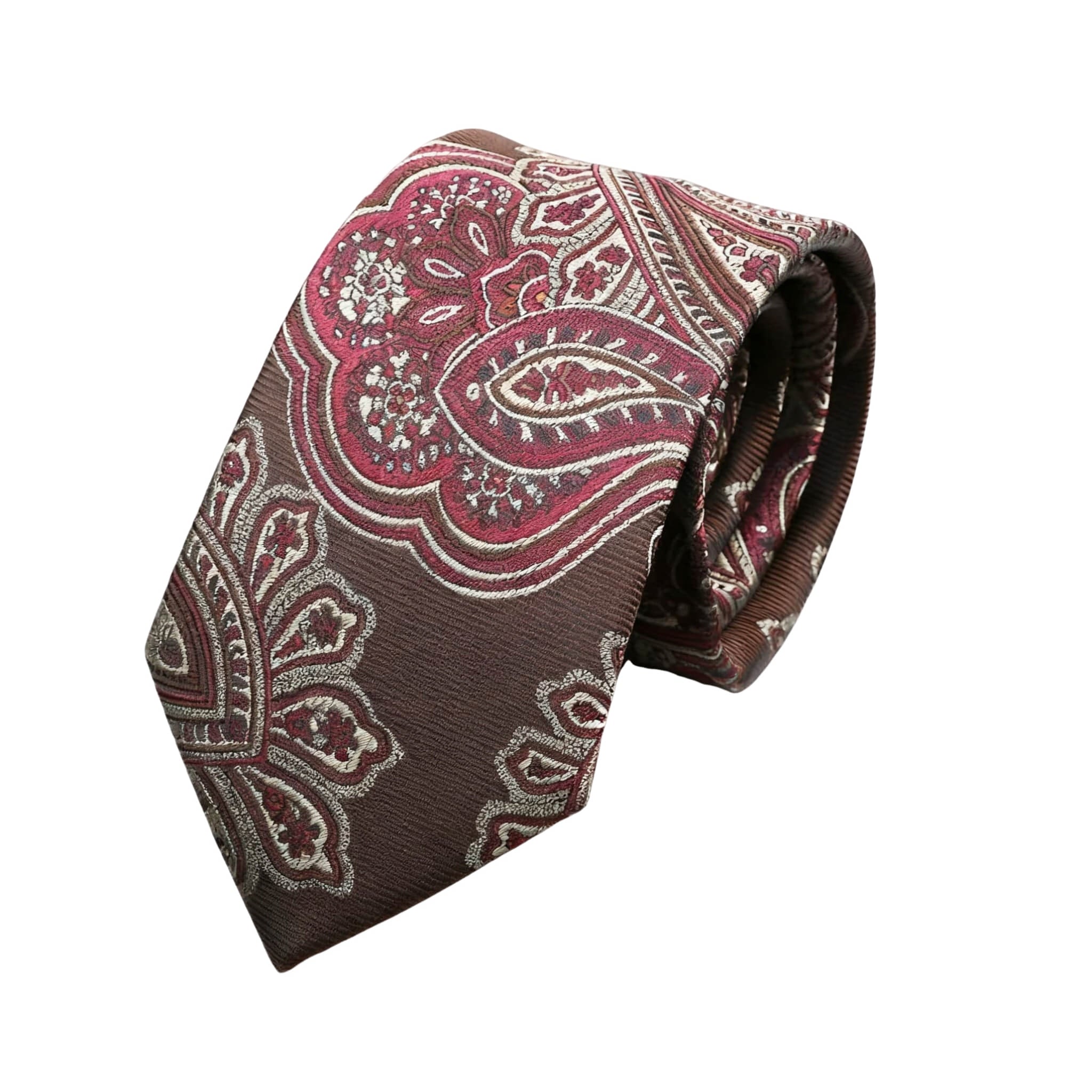 Brown Red Paisley Necktie