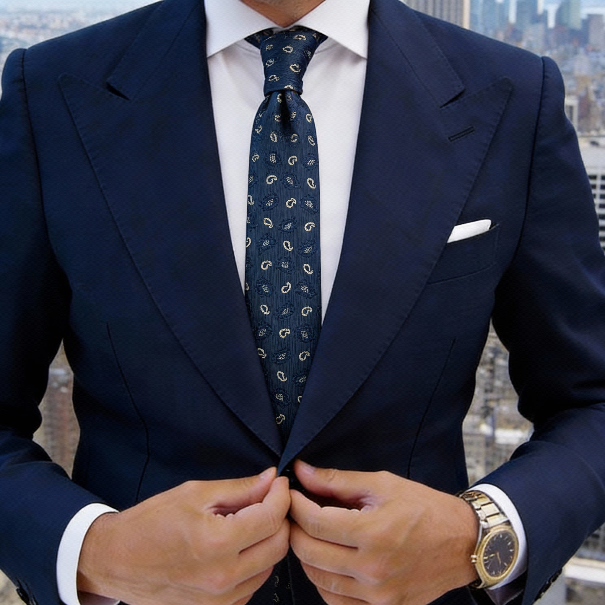 Teal With White Paisley Necktie