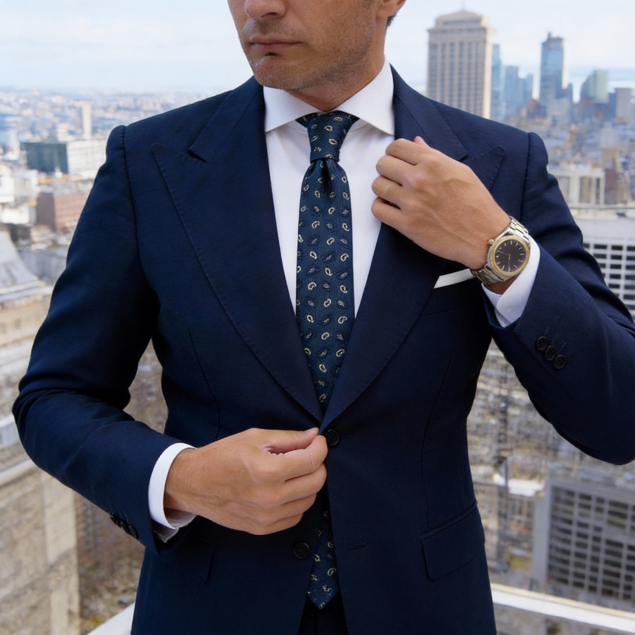 Teal With White Paisley Necktie