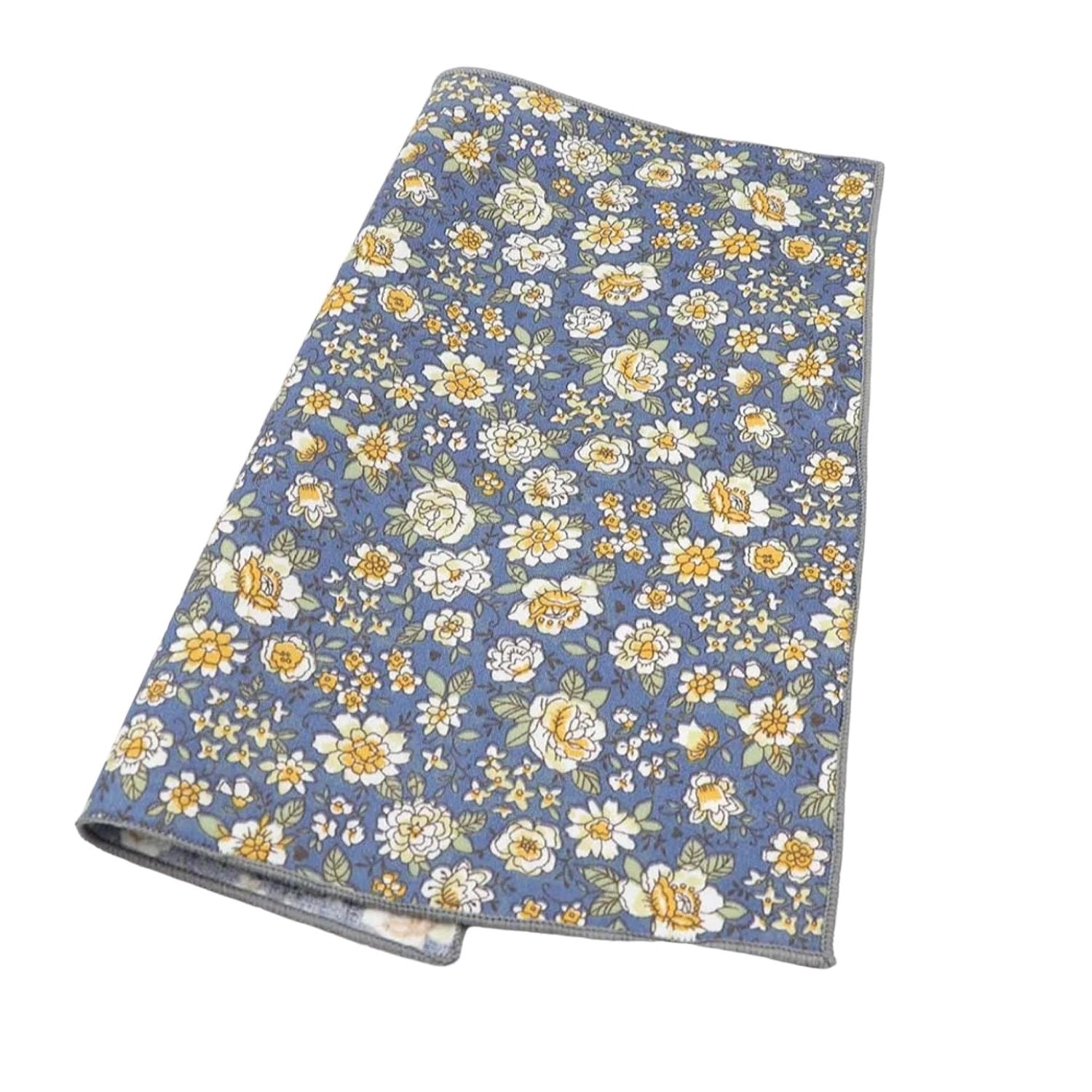 Blue with White and Yellow Floral Necktie