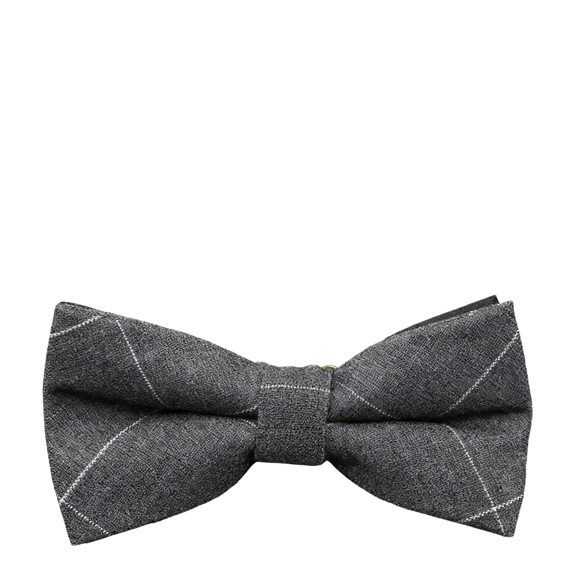 Gray White Plaid Bowtie