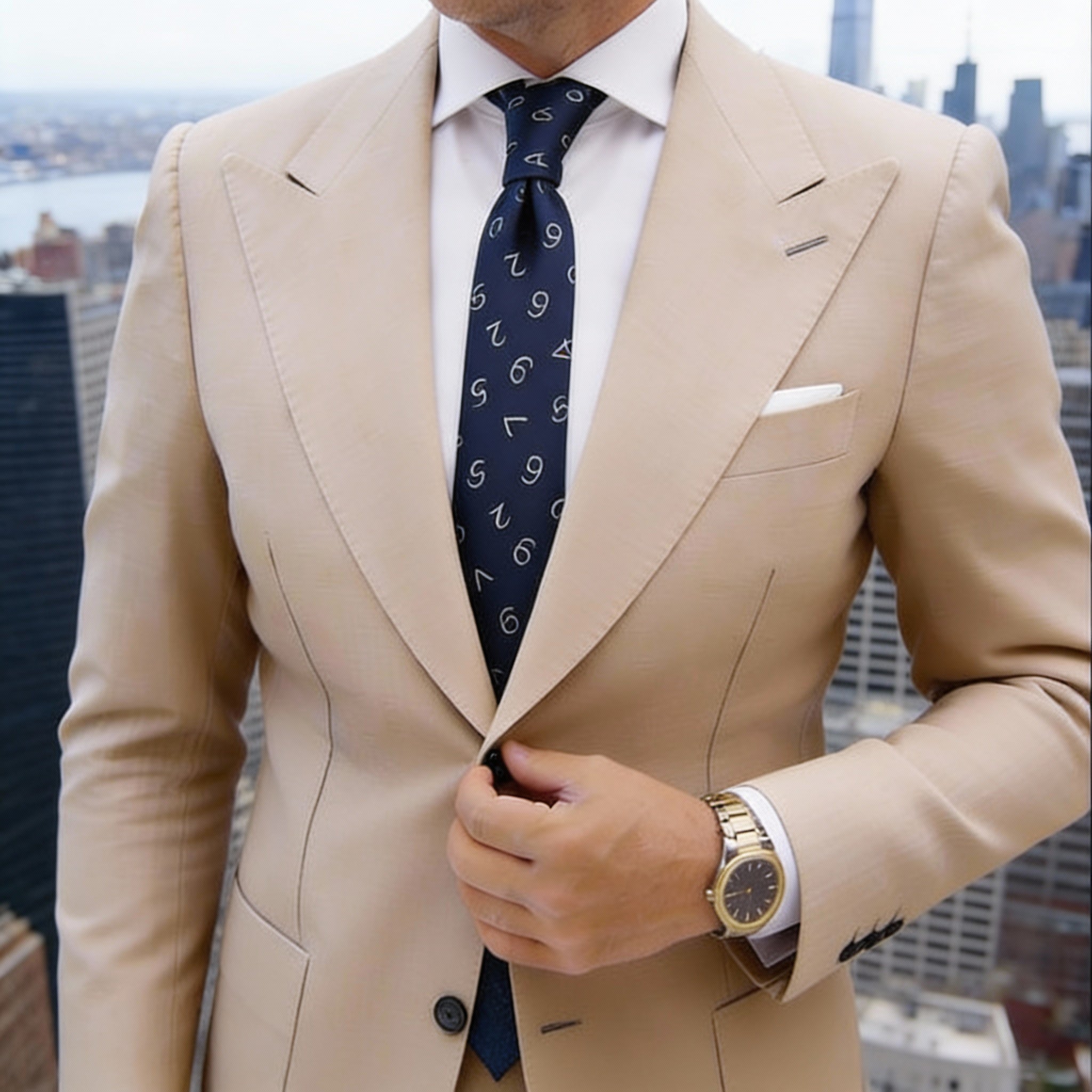 Blue With White Numbers Necktie