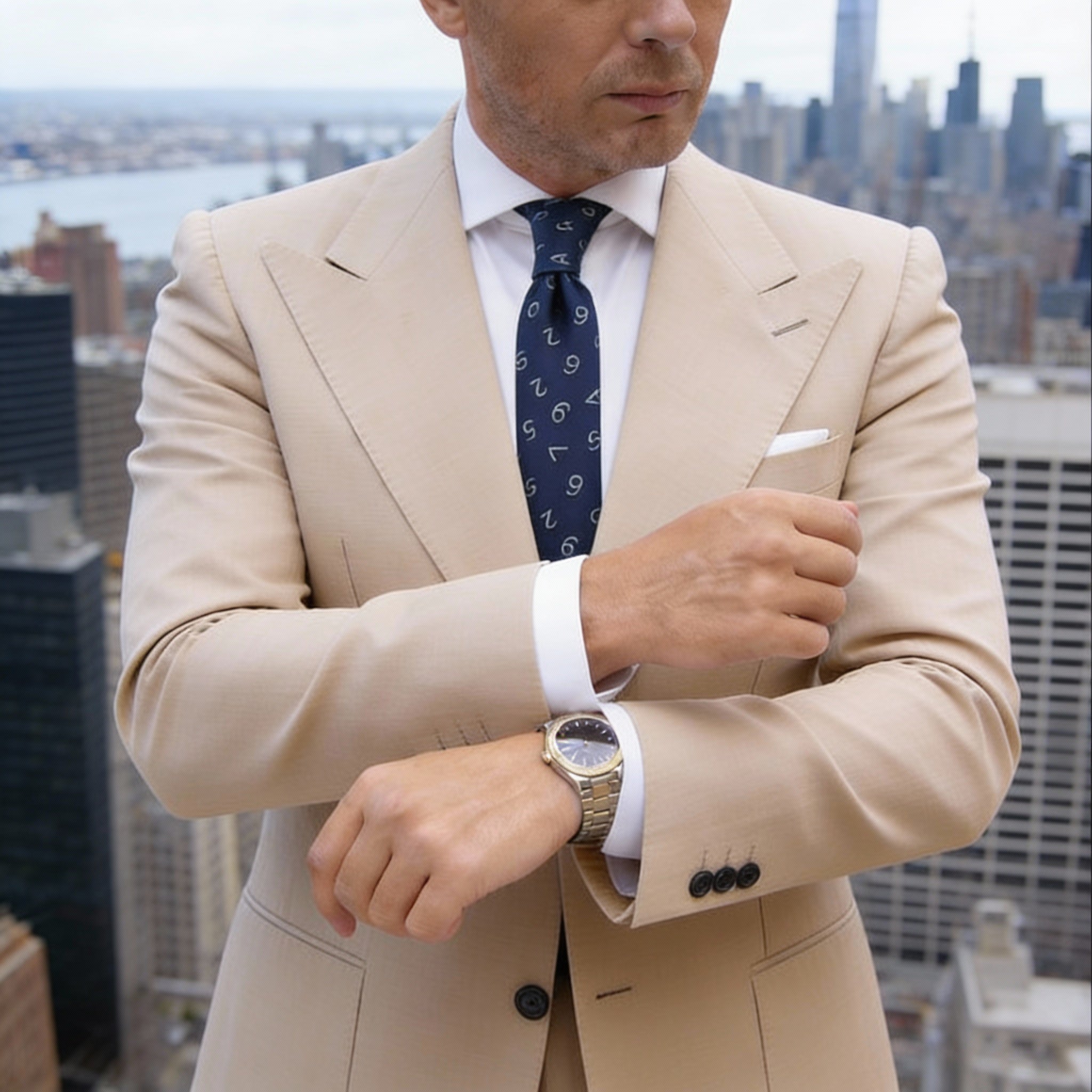 Blue With White Numbers Necktie