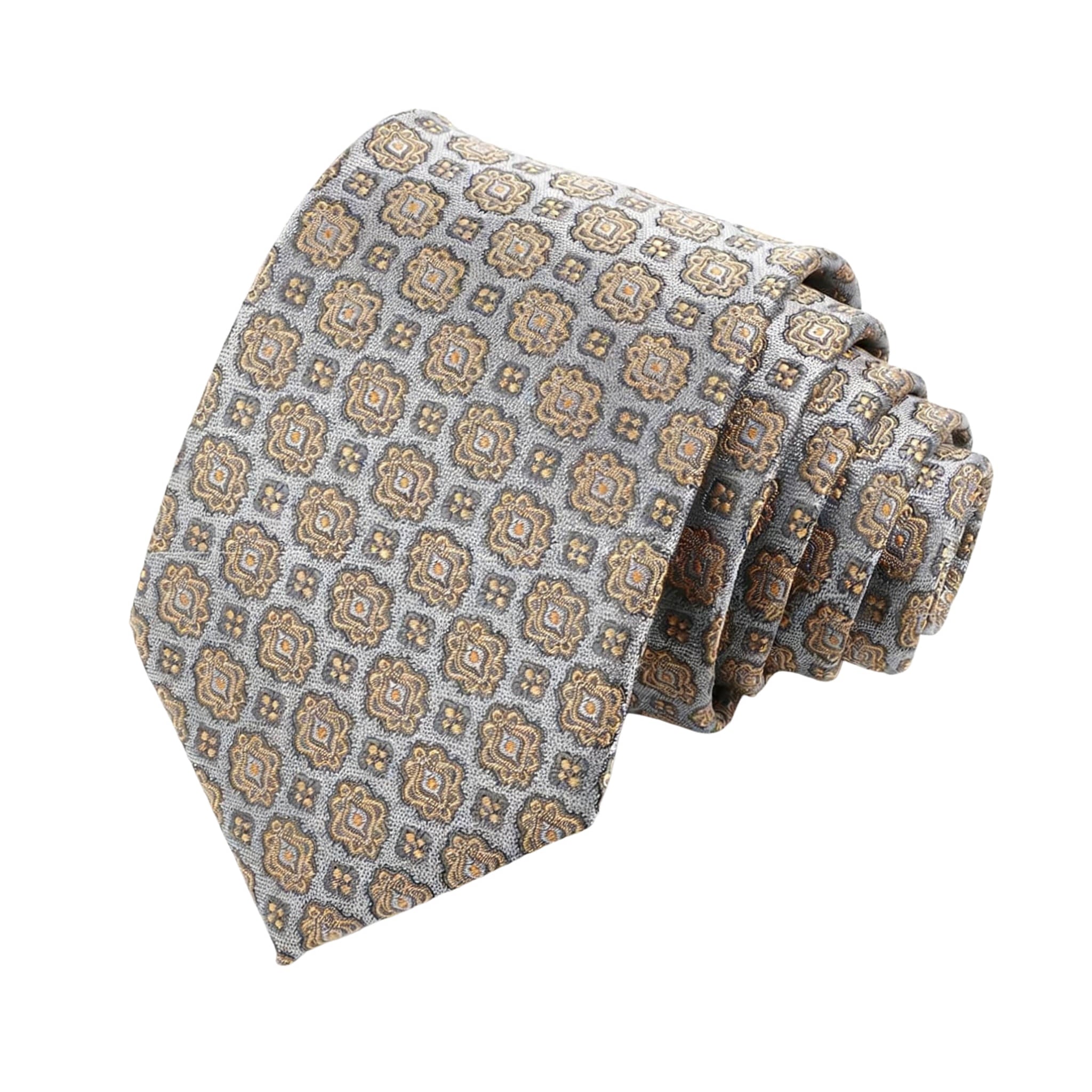 Gray Yellow Geometric Necktie