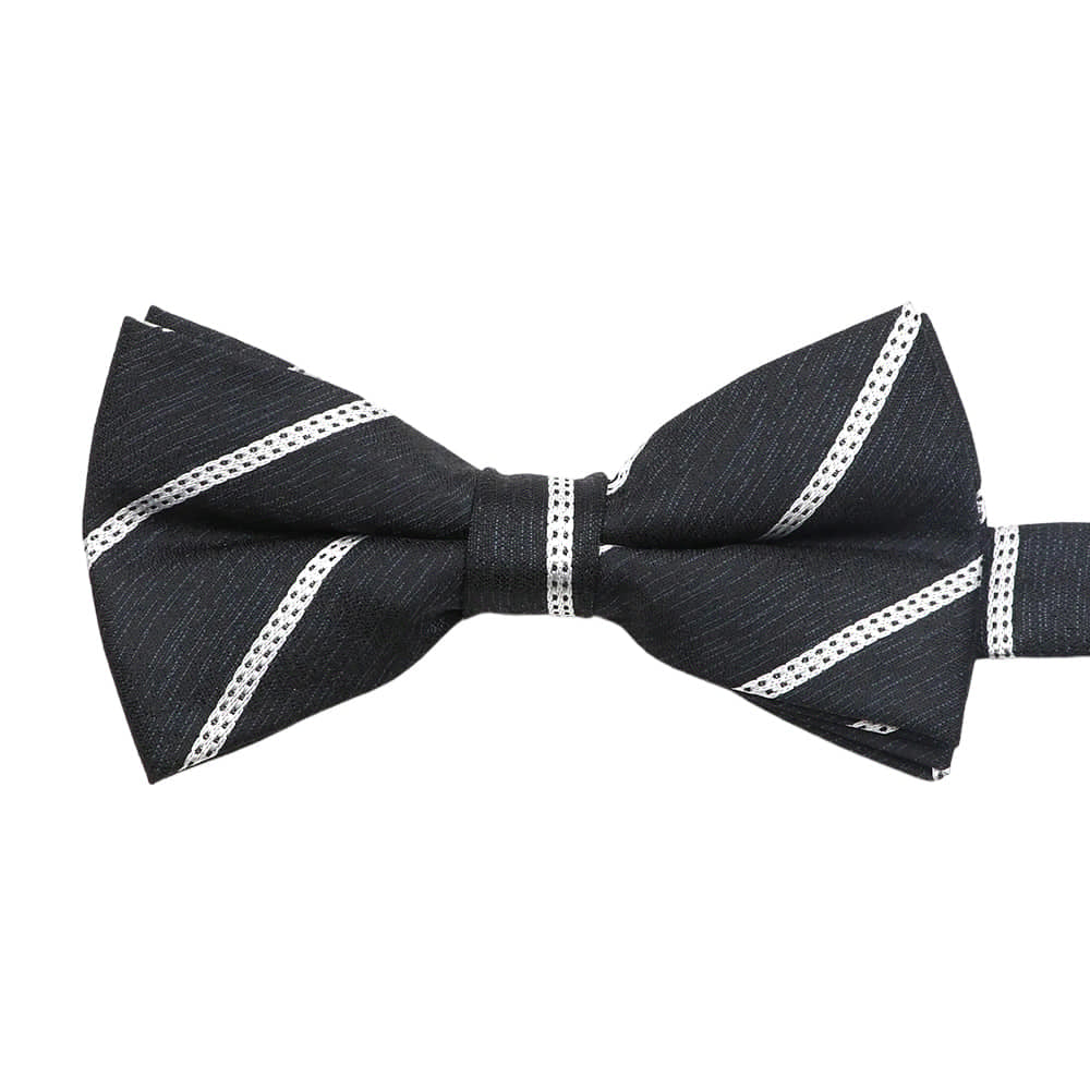 Black White Striped Bowtie