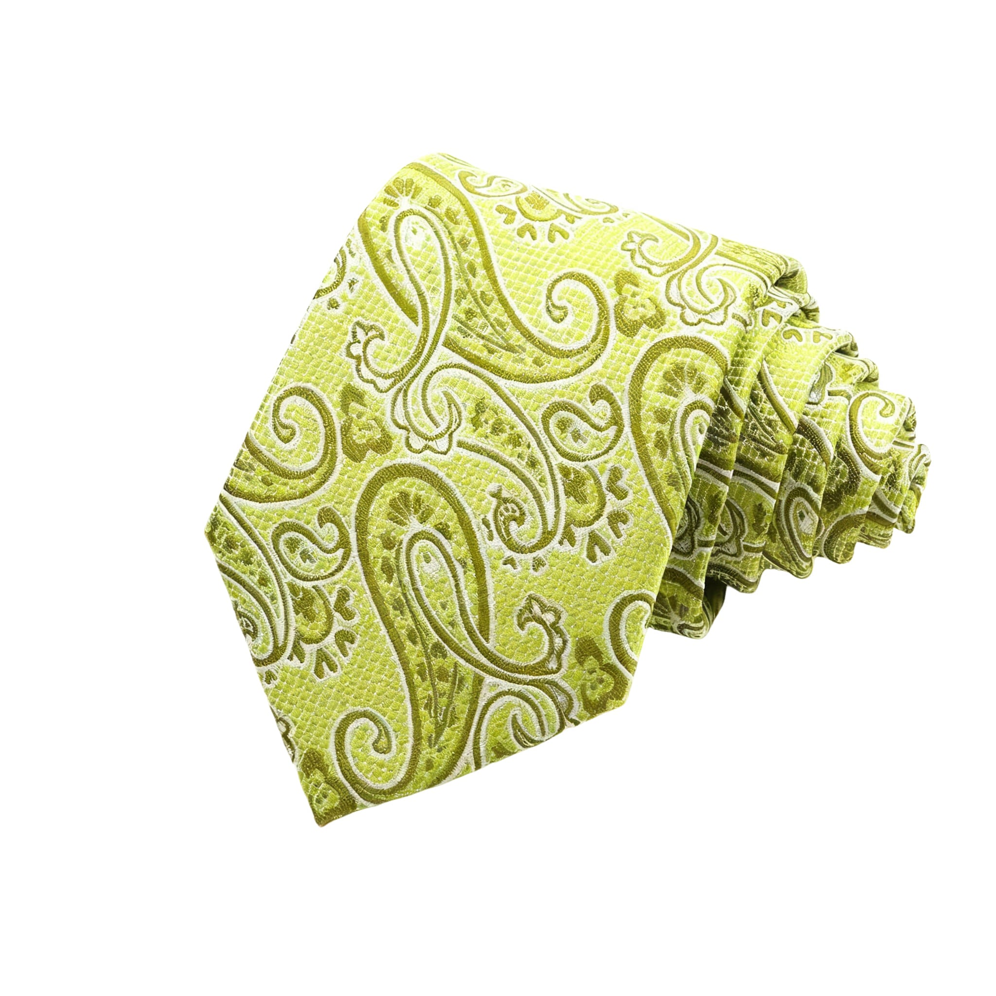 Lime Green Olive Paisley Necktie
