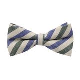 Beige Blue Striped Bow Tie