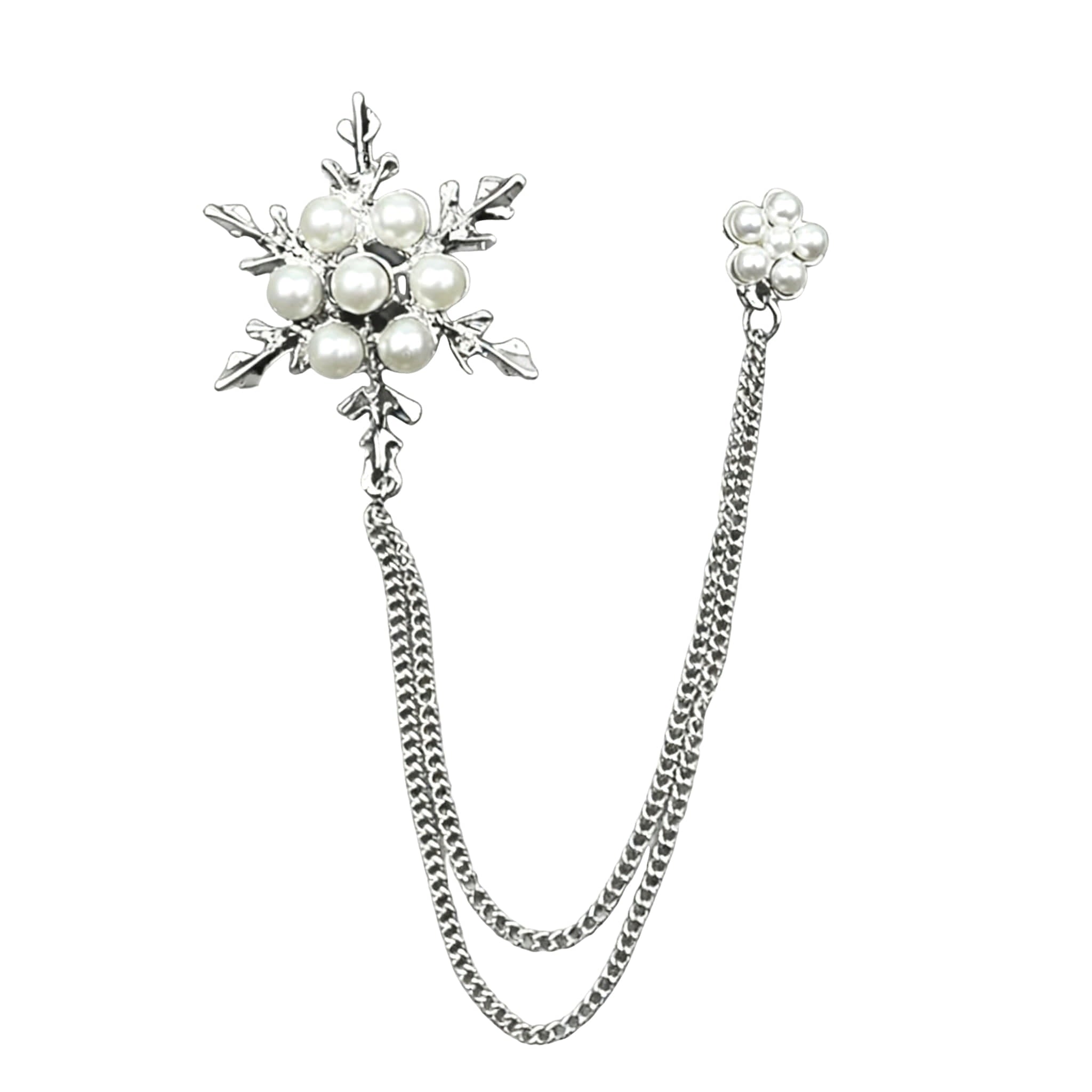 Silver White Snowflake Lapel Pin