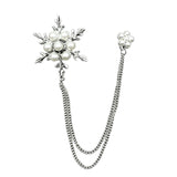 Silver White Snowflake Lapel Pin