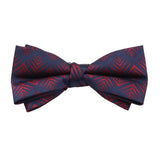 Navy Blue Red Geometric Bowtie