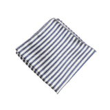 Navy Blue White Striped Pocket Square