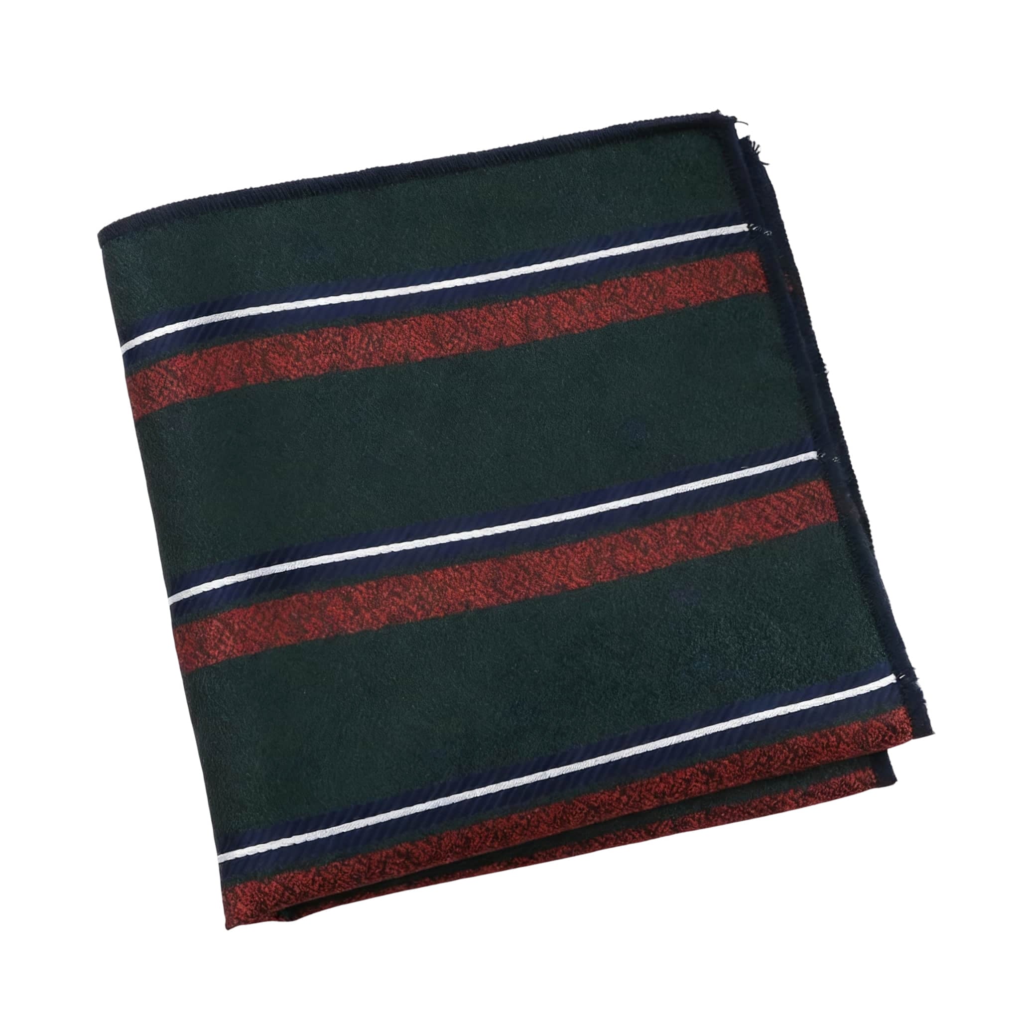 Green Red Striped Pocket Square