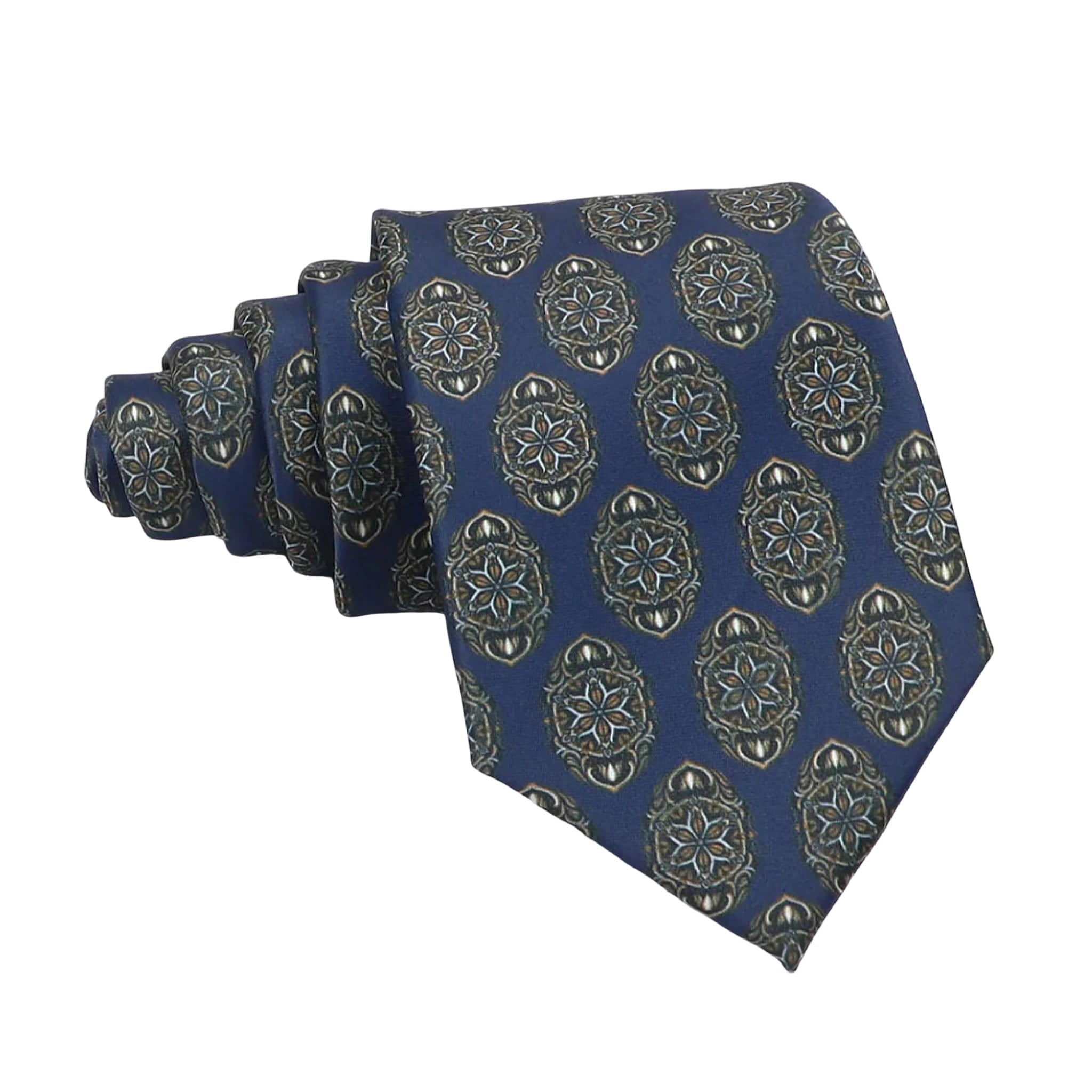 Navy Blue Gray Geometric Necktie