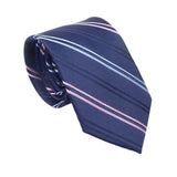 Navy Blue Pink Striped Necktie