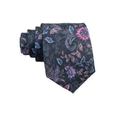 Black Pink Floral Necktie