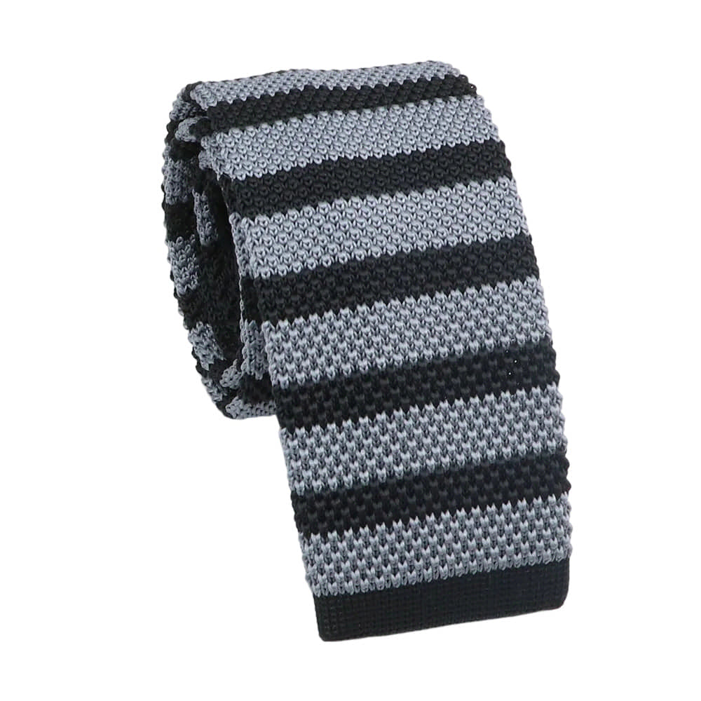 Gray Black Striped Necktie