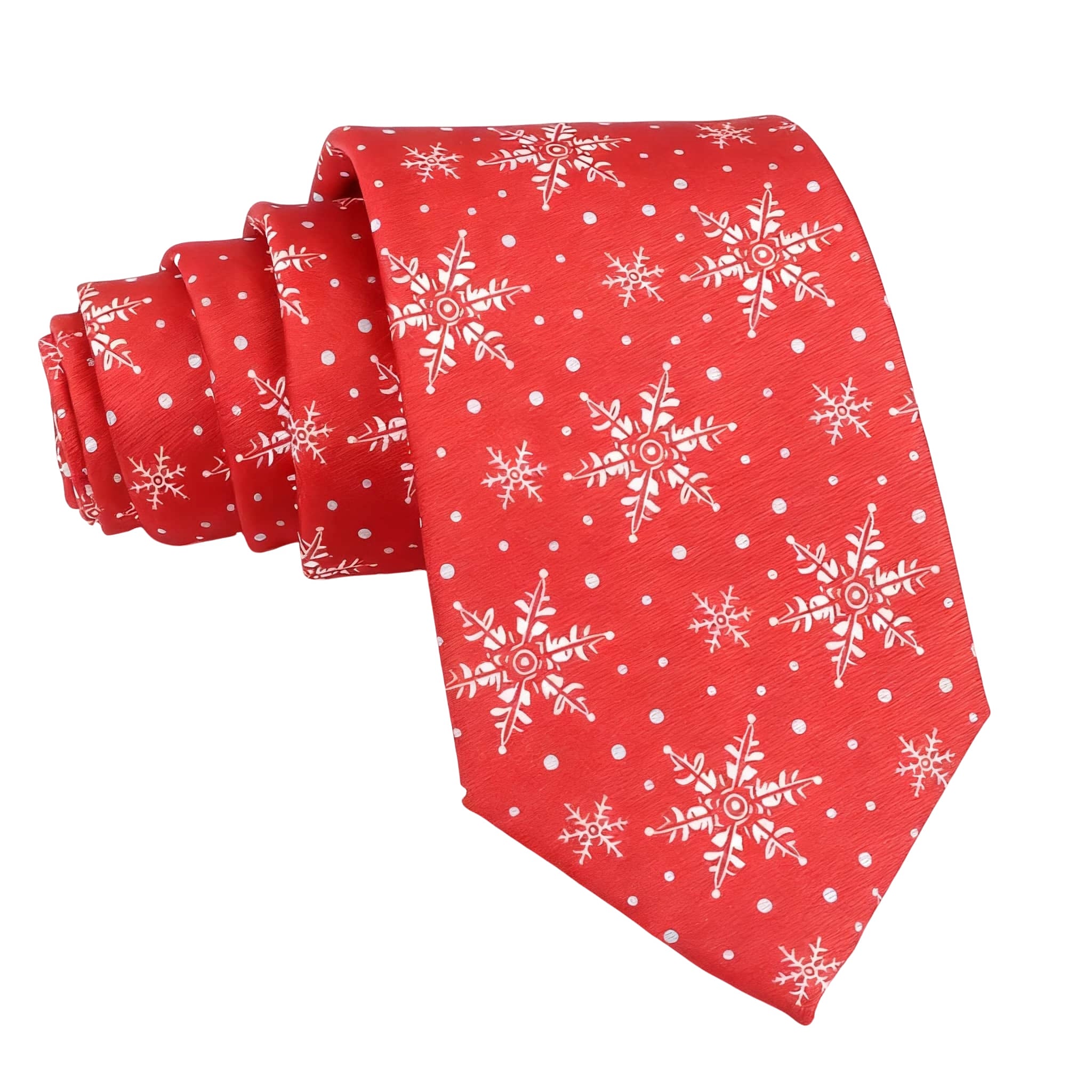 Red White Snowflake Necktie