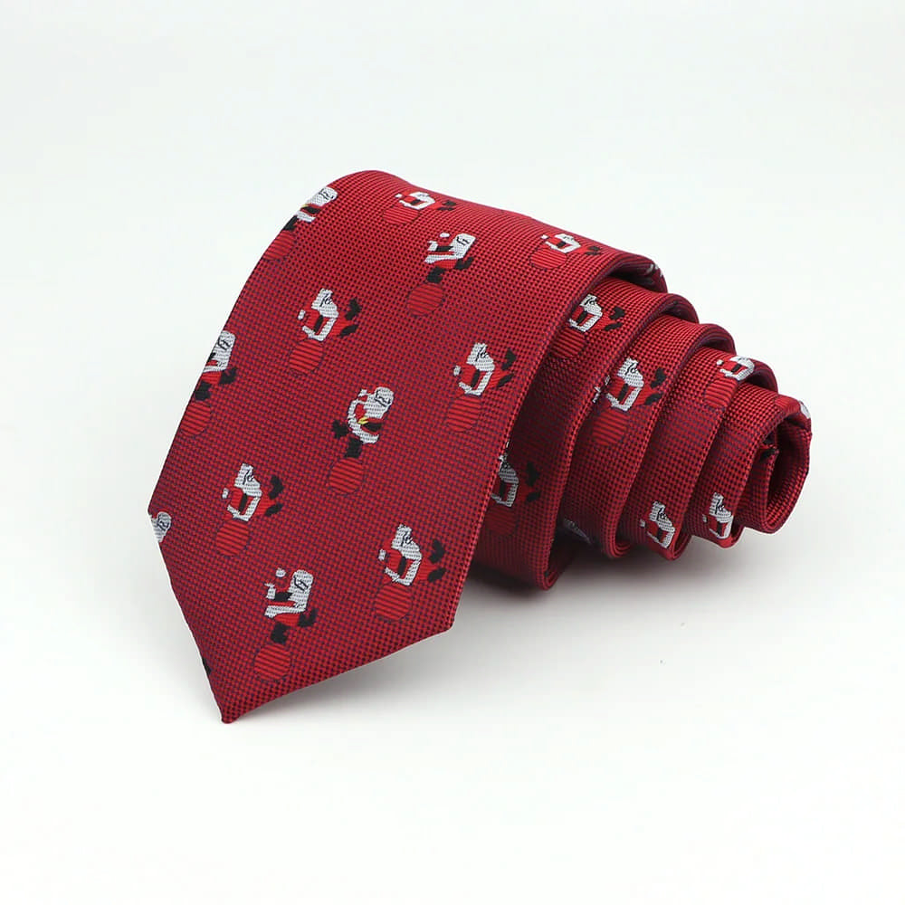 Red With White Santa Claus Necktie