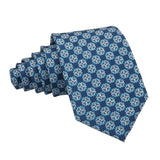 Navy Blue White Geometric Necktie