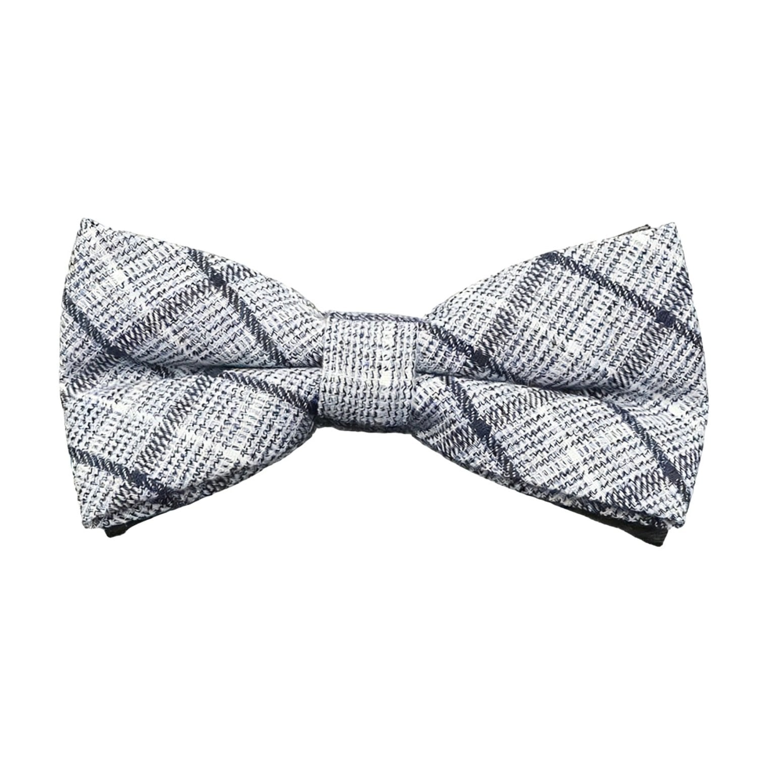 White with Navy Plaid Bowtie