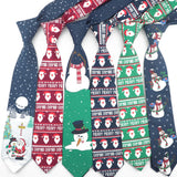 ZONFAZ Christmas Fashion Classic Ties Cotton Xmas Santa Claus Snowflake Snowman Necktie