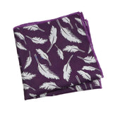 Purple Silver Feather Pocket Square