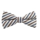 Brown White Striped Bow Tie