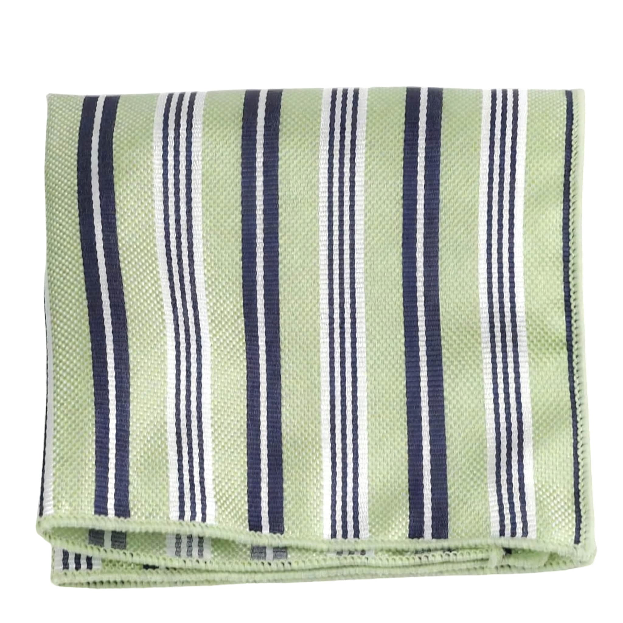 Green Blue Striped Pocket Square
