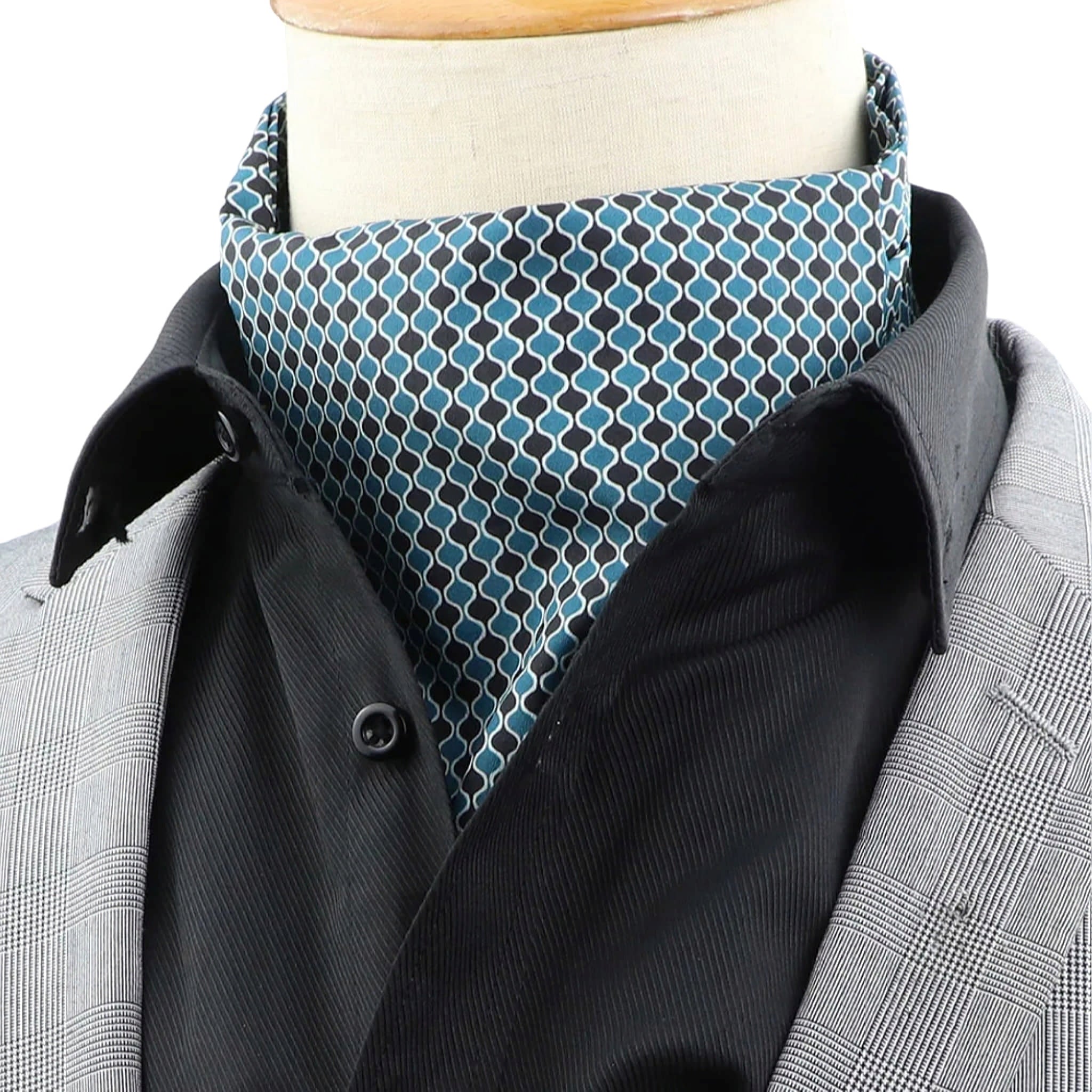 Teal Black Geometric Ascot