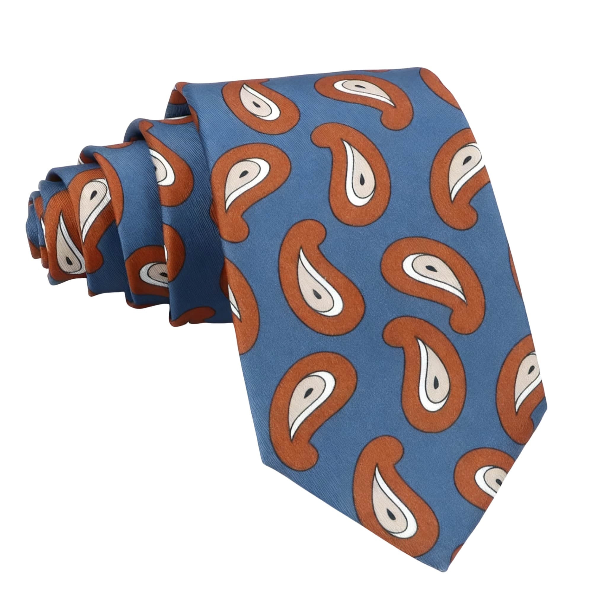 Steel Blue Brown Paisley Necktie