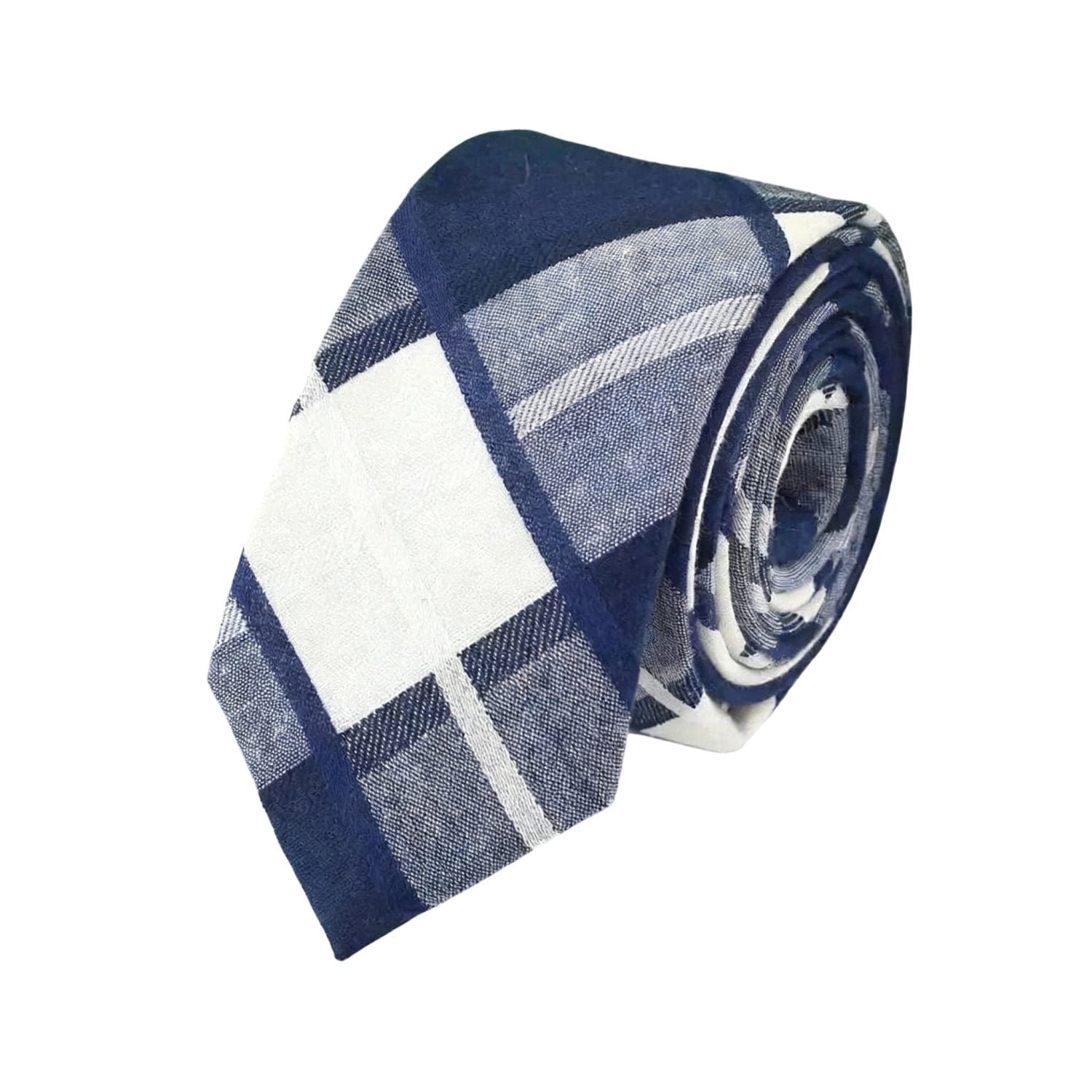 Dark Blue with White Plaid Necktie