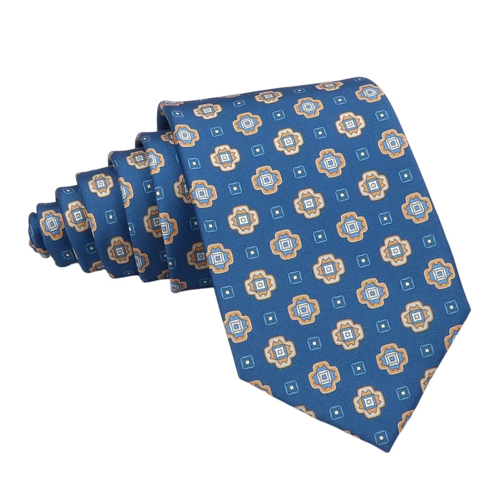 Blue Yellow Geometric Necktie