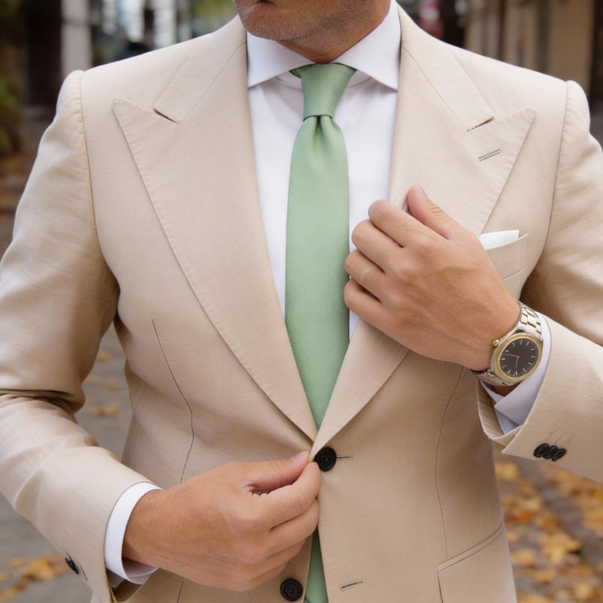 Light Green Solid Necktie