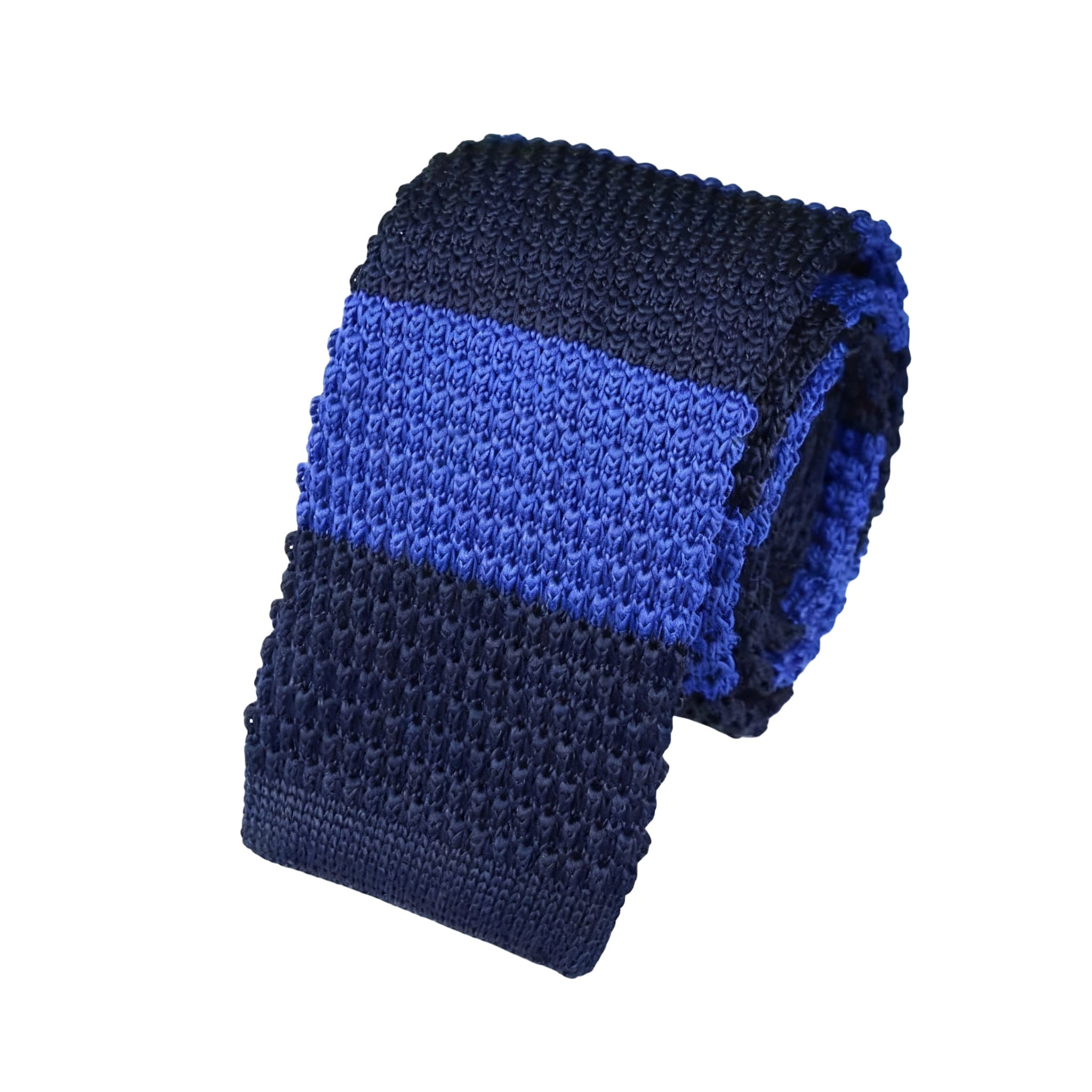 Navy Blue Striped Knitted Tie