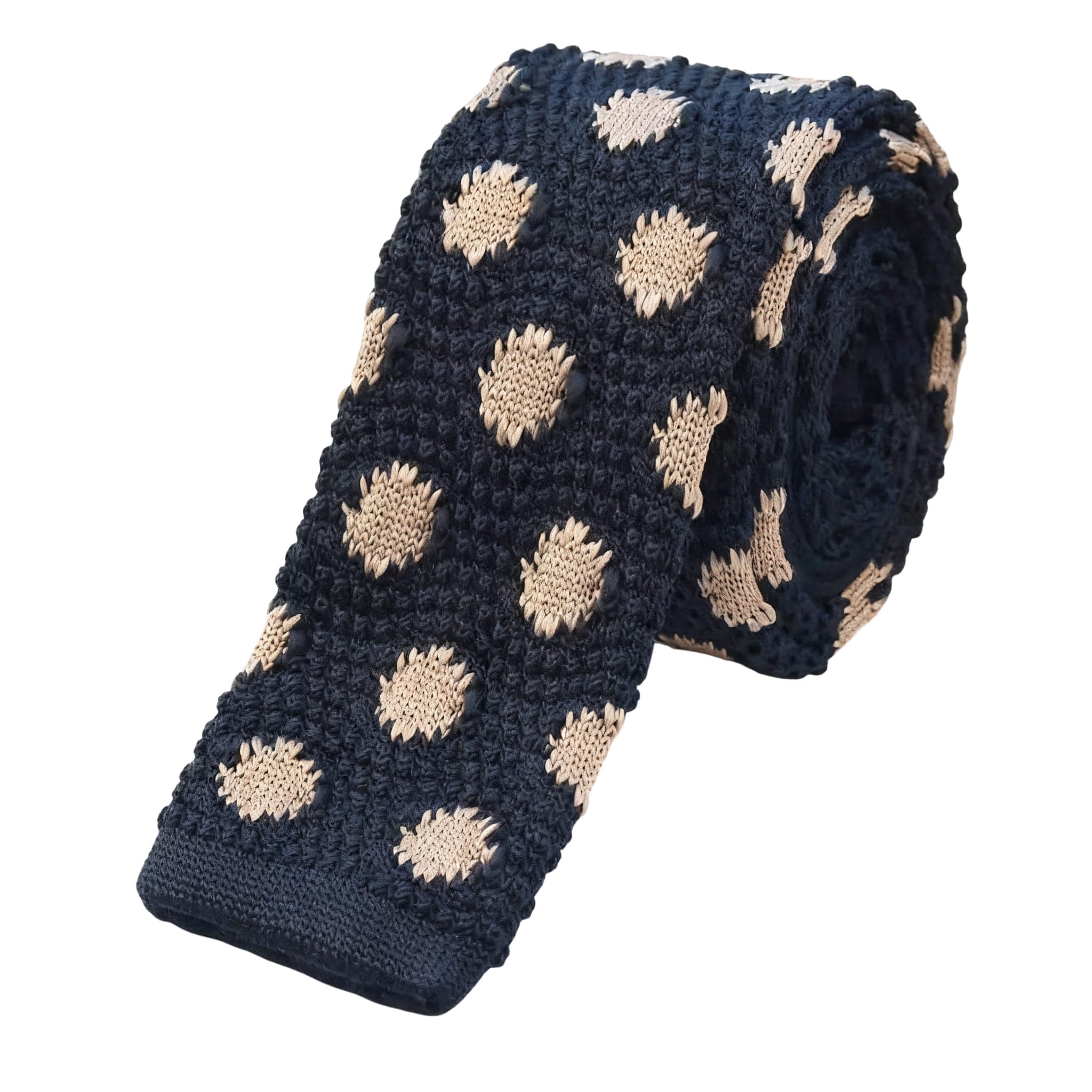 Black Beige Dot Knitted Necktie