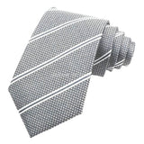 Gray White Striped Necktie