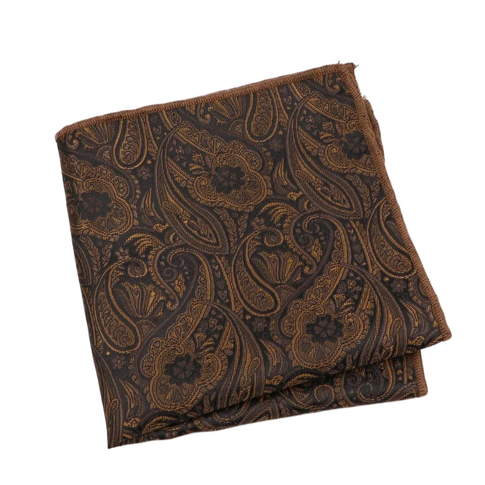 Brown Gold Paisley Pocket Square