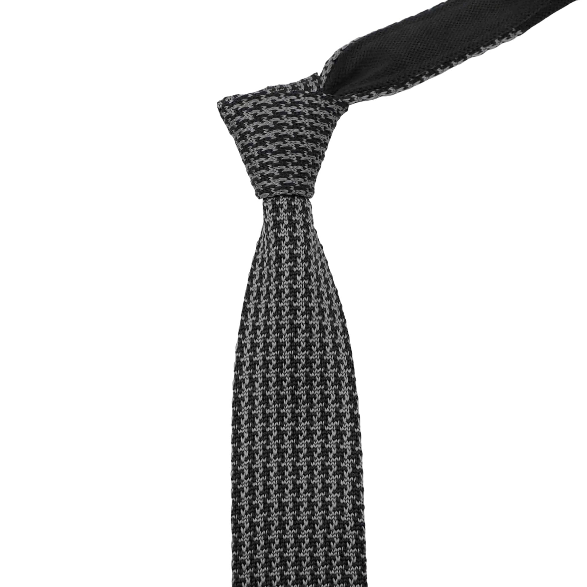Grey Black Knitted Tie