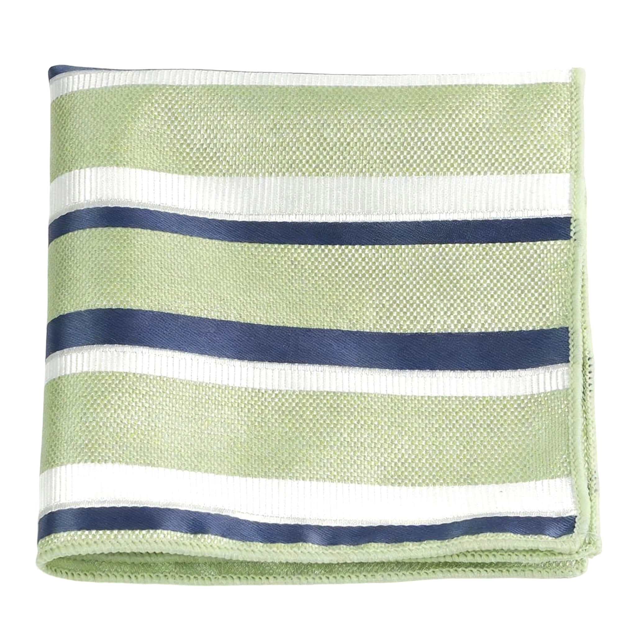 Green White Striped Pocket Square