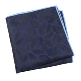 Navy Blue Black Leaf Pocket Square