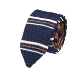 Navy White Orange Stripe Knitted Necktie