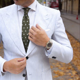 Green With White Floral Patterns Necktie